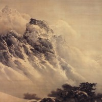 山元春挙 《ロッキーの雪》（ビロード友禅 《世界三景 雪月花》下絵） 1905年 高島屋史料館蔵