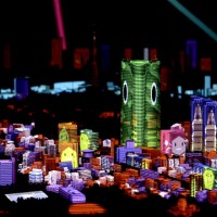 「TOKYO CITY SYMPHONY」は、東京の街並みをかたどった模型に自由自在に3Dプロジェクションマッピングができるサイト