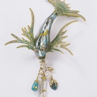 Bodice ornament, gold with enamel, turquoise, abalone pearl and mother-of-pearl