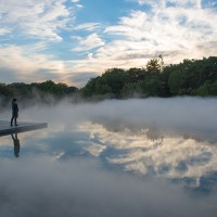 中谷芙二子「Fog Sculpture #47636 "風の記憶"」 2013年 豊田市美術館での展示風景