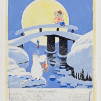 「ムーミン谷の冬」表紙絵　習作　1956～1957年　インク、 水彩画、21.2×14 cm　