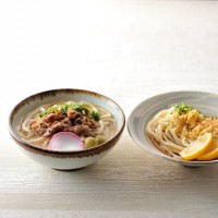 本格手打 もり家の「オリーブ牛肉うどん」と日の出製麺所の「ぶっかけうどん」