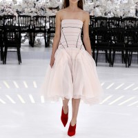 LOOK 62,EMBROIDERED PALE PINK PLEATED SILK DRESS.
