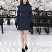 LOOK 53,DARK NAVY HEATHER TWEED WOOL COAT DRESS.