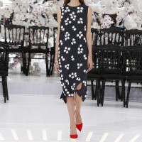 LOOK 46,EMBROIDERED DARK NAVY SILK DRESS.