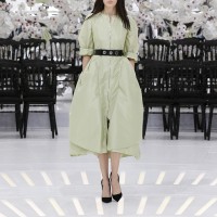 LOOK 13,PALE GREEN SILK DRESS.