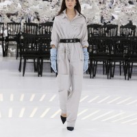 LOOK 12,EMBROIDERED DIOR GREY SILK JUMPSUIT.