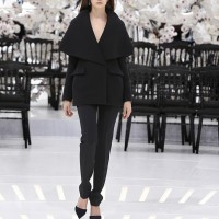 LOOK 50,BLACK CASHMERE JACKET WITH BLACK WOOL PANTS.