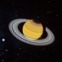 プラネタリウム内での土星の映像