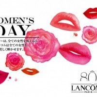 ランコム、バラの花を来店客に贈る。国際女性デーに阪急うめだ本店で