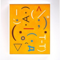 顔文字をモチーフにした絵画シリーズ「心文一致」（橙）