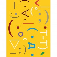 顔文字をモチーフにした絵画シリーズ「心文一致」（黄）