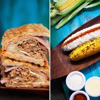 カフェ ハバナの名物グリルドコーンとCubano（キューバンサンドイッチ）