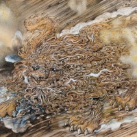 小獅子 / Small Heavenly Lion, 2011 Pencil and acrylic on paper mounted on panel, 455×530mm