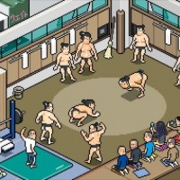 Louis Vuitton Travel Book Tokyo, illustre par Eboy, 2017: Hakkaku-Beya Sumo stable in Kamezawa.