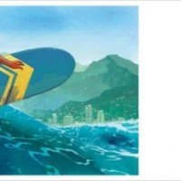 Louis Vuitton Travel Book Hawaii, illustre par Esad Ribic, 2017: surfer at Waimanalo Beach.