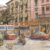 Louis Vuitton Travel Book Mexico, illustre par Nicolas de Crecy, 2017: street near Allende Metro station, Centro Historico.