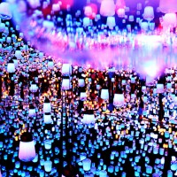 Forest of Resonating Lamps - One Stroke teamLab, 2016, Interactive Digital Installation, Murano Glass, LED, Endless