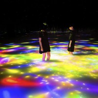 「人と共に踊る鯉によって描かれる水面のドローイング - Infinity Drawing on the Water Surface Created by the Dance of Koi and People - Infinity」teamLab, 2016-2018, Interactive Digital Installation, Endless, Sound: Hideaki Takahashi