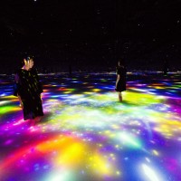 「人と共に踊る鯉によって描かれる水面のドローイング - Infinity Drawing on the Water Surface Created by the Dance of Koi and People - Infinity」teamLab, 2016-2018, Interactive Digital Installation, Endless, Sound: Hideaki Takahashi