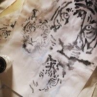 Artist Sean Lean (MY) sketch inspired by wild tigers Vladik (Russia) and Kamrita (Nepal)