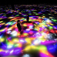 Drawing on the Water Surface Created by the Dance of Koi and People - Infinity teamLab, 2016-2018, Interactive Digital Installation, Endless, Sound: Hideaki Takahashi