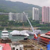 香港での浮力テストの様子