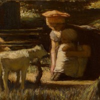 マテイス・マリス 《出会い（仔ヤギ）》 1865-66年頃 油彩、板 14.8×19.7cm ハーグ美術館