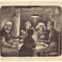 フィンセント・ファン・ゴッホ 《ジャガイモを食べる人々》 1885年4-5月 リトグラフ（インク・紙） 26.4×32.1cm ハーグ美術館