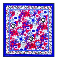 バンダナ「RED/BLUE FLOWER」（3,700円 / 53x53cm）※新作