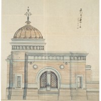 帝国京都博物館（現・京都国立博物館）表門番所正面之図 尺度二十分の一 1895年頃 重要文化財 h500 x w446mm 所蔵：京都国立博物館◎展示期間11月9日〜12月26日