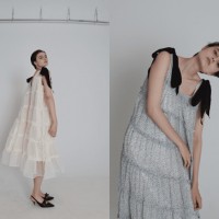 ＜BONNE＞shoulder ribbon tiered one-piece 1万6,880円 伊勢丹新宿店先行発売 カラー：dot tulle/flower