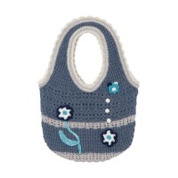 Floral Motif Hand-Knitted Handbag 税込3万3,000円（Blue）