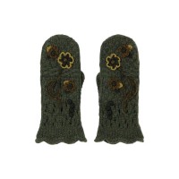 Floral Motif Hand-Knitted Gloves 税込3万800円（Khaki）