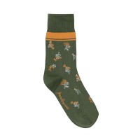 Floral Motif Socks 税込3,520円（Khaki）