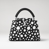 Louis Vuitton x Yayoi Kusama Capucines BB in black taurillon leather with Infinity Dots print