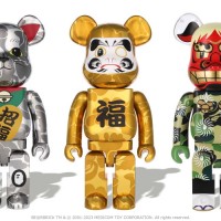 BE@RBRICK BAPE®︎ 招き猫 銀メッキ / 達磨 金メッキ / 獅子舞 1000% 各 14万800円 (税込)