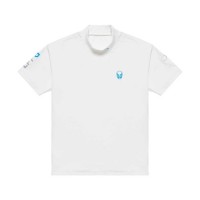 LPFG ウィメンズ 半袖モックネックシャツ フルオモチーフ カラー：ホワイト × ブルー  4万2,900円（税込）