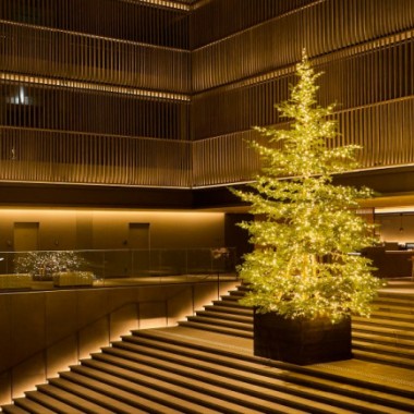THE THOUSAND KYOTOのロビー大階段に 約7mの「生モミの木」クリスマスツリーが登場