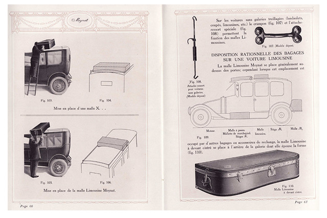 1902年に誕生した「リムジン」トランクは、車の屋根の上に乗せるために考え出されたデザインが特徴