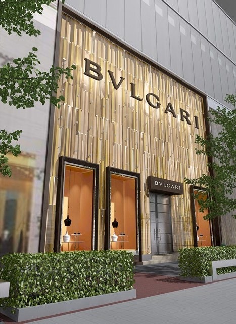 「ブルガリ（BVLGARI）」ヒルトンプラザウェスト店ファサードパース