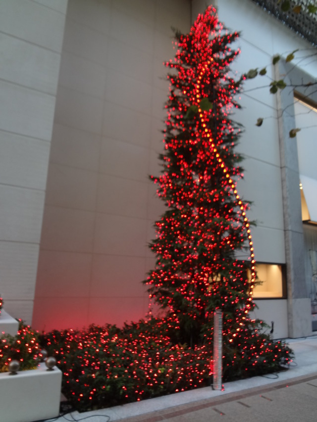資生堂銀座ビルファサードのクリスマスツリー