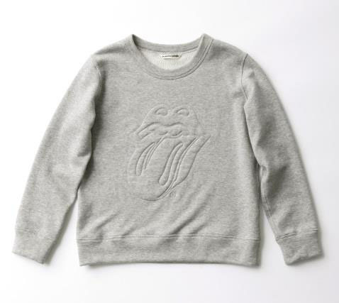 ストーンズのロゴに中綿を入れて刺繍したスウェットプルオーバー