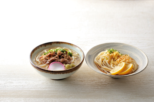 本格手打 もり家の「オリーブ牛肉うどん」と日の出製麺所の「ぶっかけうどん」