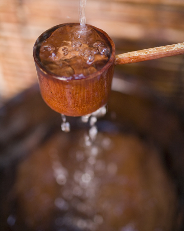 酒蔵に湧き出る仕込み水「百年水」。この水を汲みにやってくるご近所さんも多い