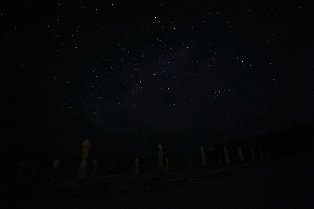 今にも砂浜に落ちてきそうな輝く星々