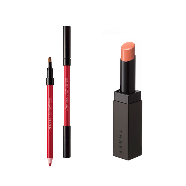 another items for orange lip (1)：アウトラインを美しく整えるだけでなく、リップカラーの持ちの良さにも考慮した一本が唇にエレガントさを宿す。ル クレイヨン レーヴル ＃56 オランジェ アンタンス 2,900円／シャネル　ランウェイのバッグステージで発案されたリップペンシルは、唇の強弱を自在に操るマルチ仕様。リップカラーの可能性を広げる。　アート スティック02 サンセットオレンジ（専用シャープナー付き） 3,300円／ボビイ ブラウン