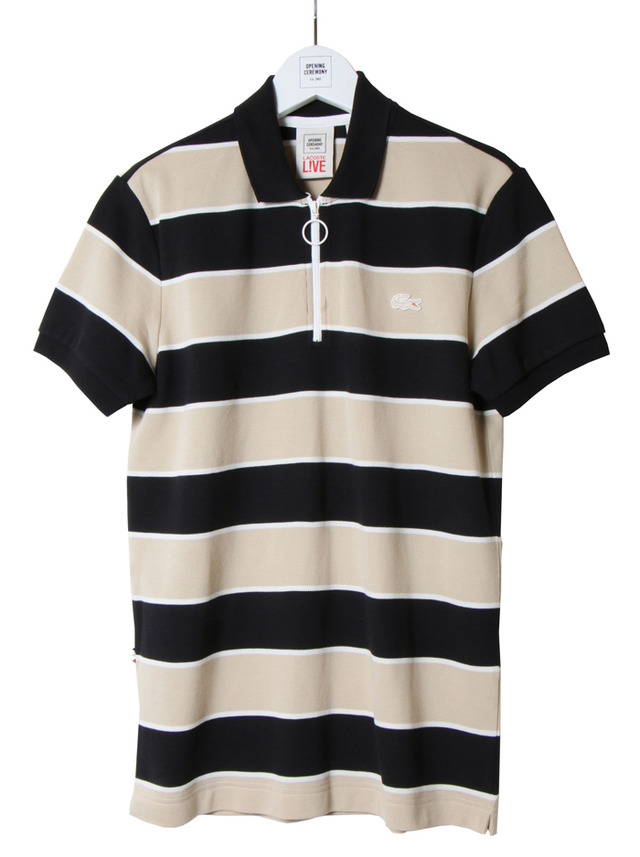 「ZIPPED POLO WITH ERGULAR COLLAR_brown&black stripe 」（1万7,000円）