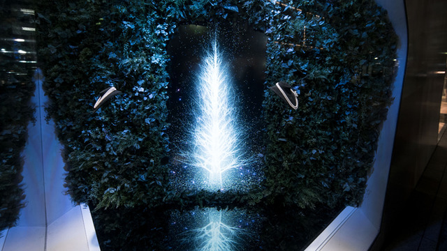 チームラボがミキモト銀座2丁目本店のショーウィンドウにてインタラクティブ作品「Sparkling Dream Tree by teamLab」を展示