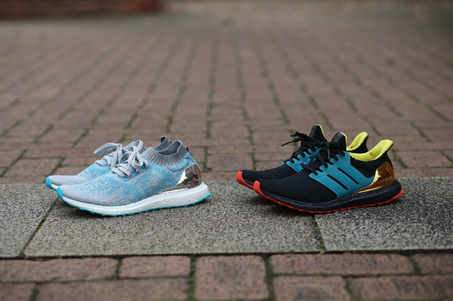 日本限定UltraBOOST Uncaged（左）、adidas by kolor UltraBOOST（右）